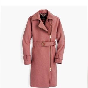 J. Crew Belted Mauve Pink Trench Coat Italian Melton Wool